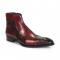 Duca Di Matiste "Aprilia" Burgundy/Antique Genuine Italian Calf Leather Crocodile Print Ankle Boots.